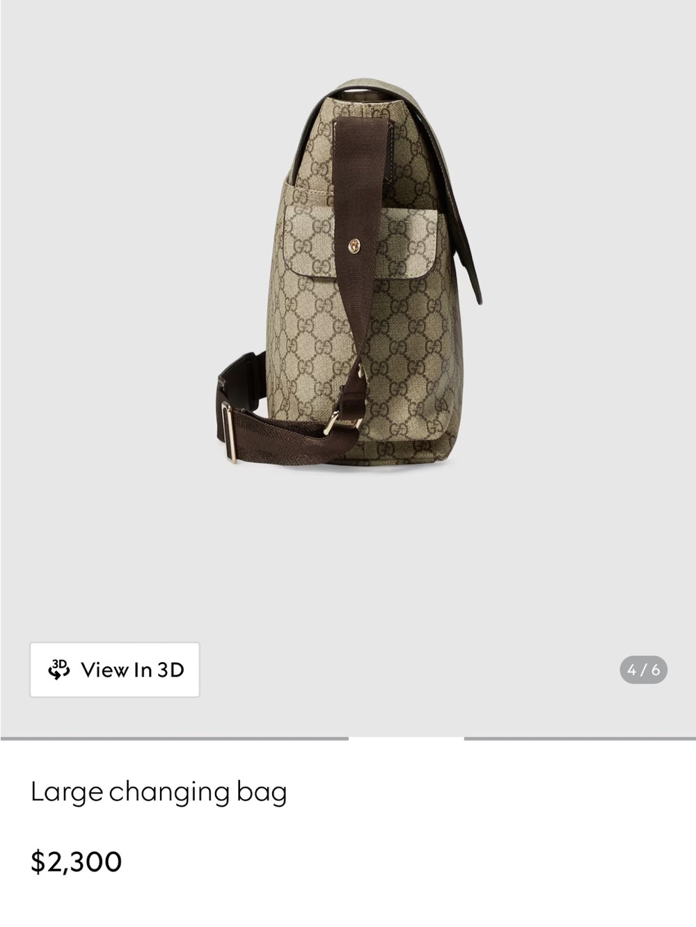 Gucci Beige Monogram Messenger Bag with Brown Strap - Picture 3 of 8
